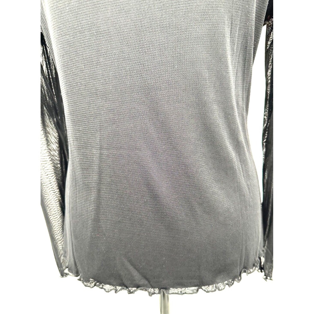 Cartise Womens Scoop Neck Long Sleeve Top Large Black Bronze Sequin Knit - Picture 11 of 14